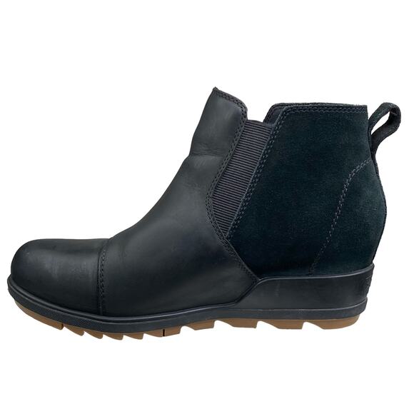 Sorel Women’s Evie Black Leather Suede Pull On Chelsea Boots Size US 8.5 - Picture 2 of 11